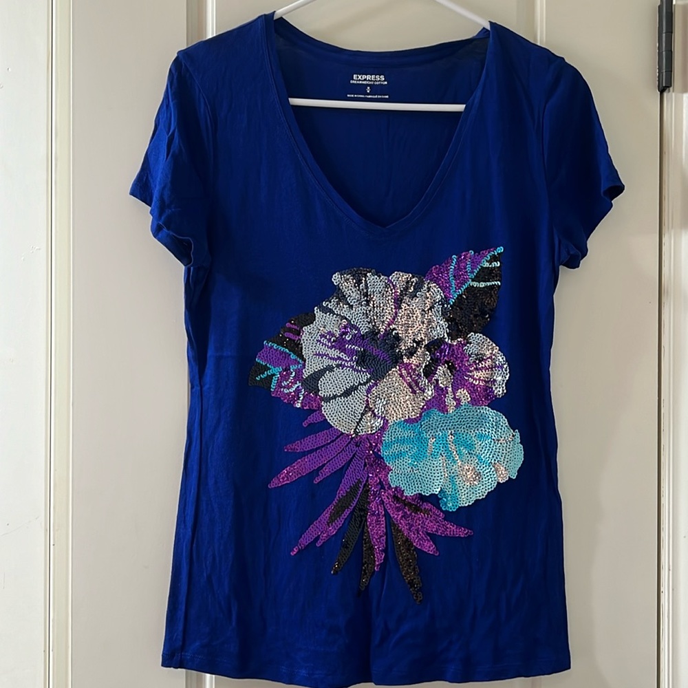 Blue Sequin top- Express